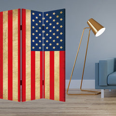 48 X 72 Multi Color Wood Canvas American Flag  Screen - Homeroots