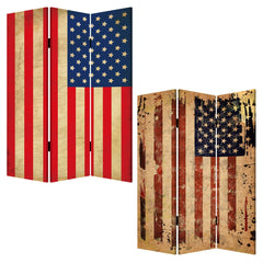 48 X 72 Multi Color Wood Canvas American Flag  Screen - Homeroots