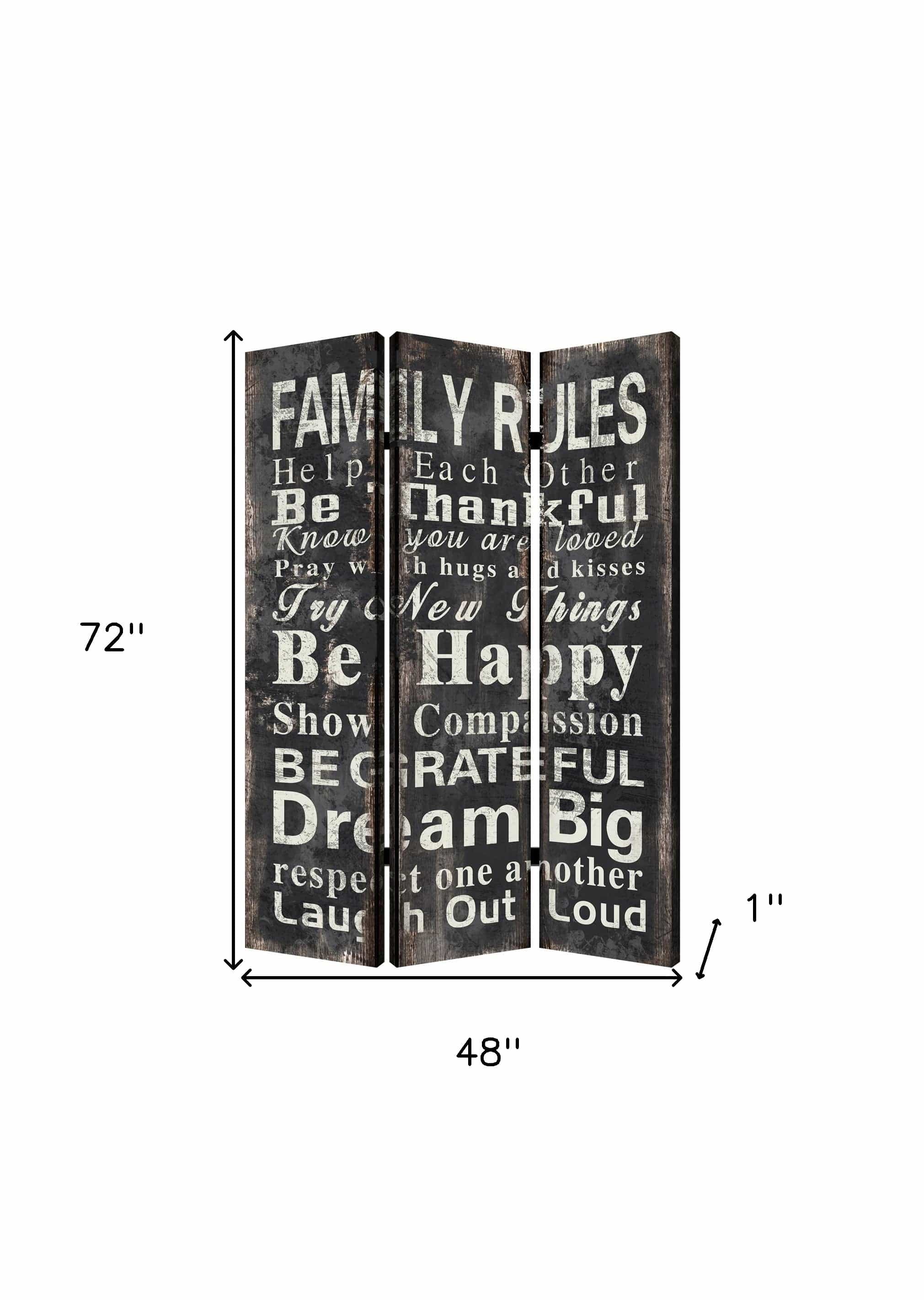 48 X 72 Multi Color Wood Canvas Family Rule  Screen