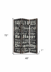 48 X 72 Multi Color Wood Canvas Family Rule  Screen