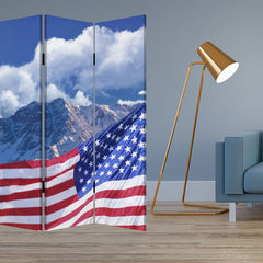 48 X 72 Multi Color Wood Canvas Model American Flag  Screen - Homeroots