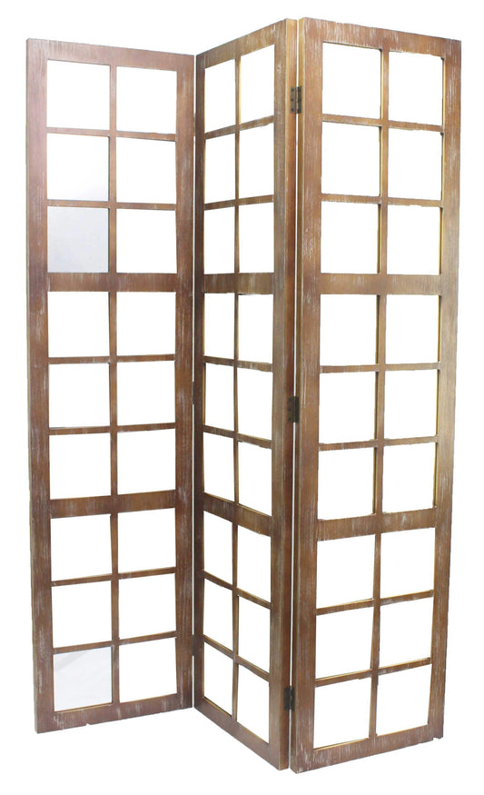 63 X 84 Brown Wood Mirror  Screen - Homeroots