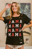 BiBi MAMA Graphic Distressed Short Sleeve T-Shirt - Flyclothing LLC