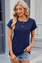 Round Neck Short Sleeve T-Shirt Trendsi