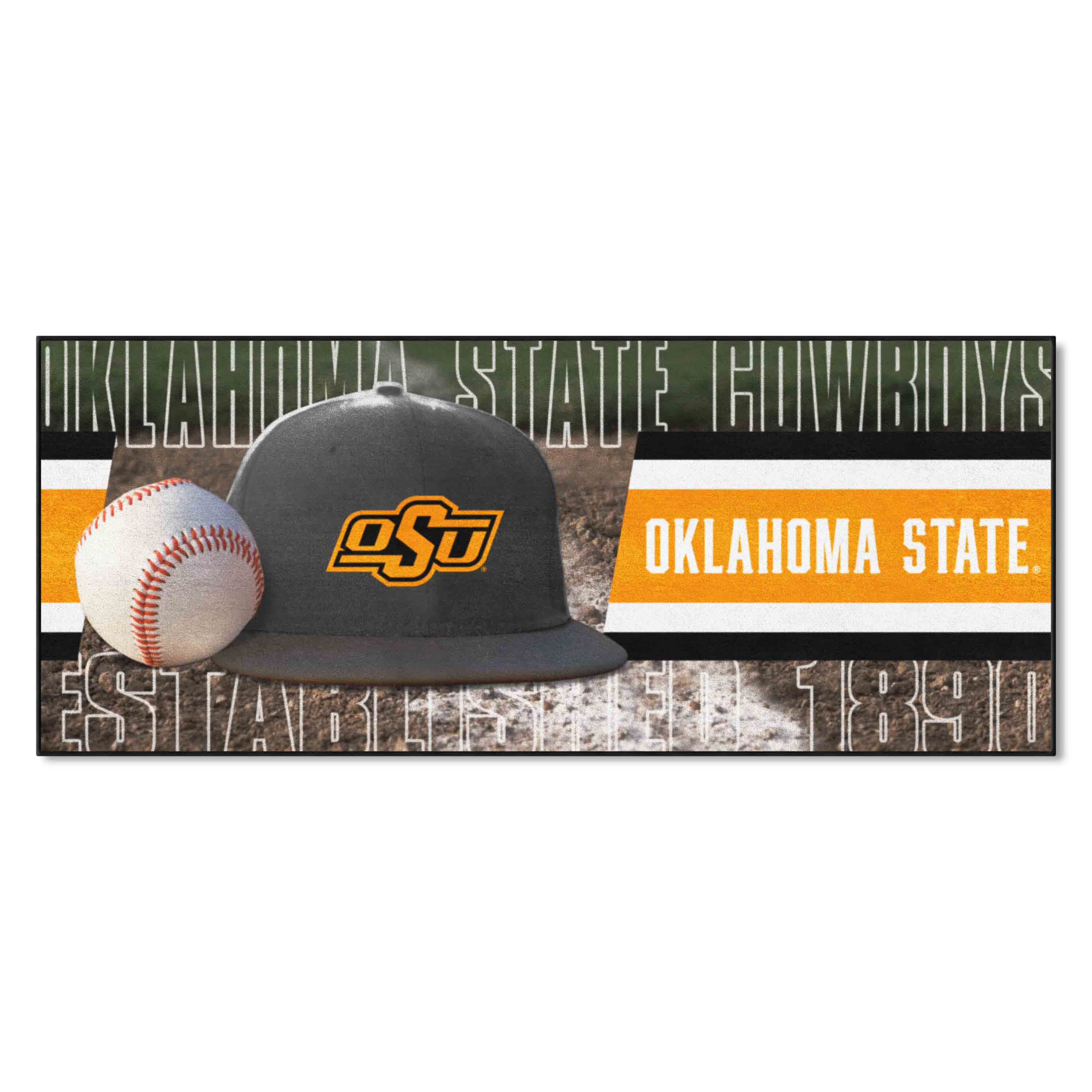 Oklahoma State Cowboys Baseball Runner Rug - 30in. x 72in.