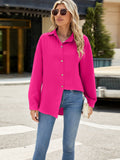 Collared Neck Long Sleeve Shirt - Trendsi