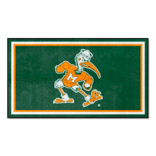 Miami Hurricanes 3ft. x 5ft. Plush Area Rug, Sebastian the Ibis - Miami