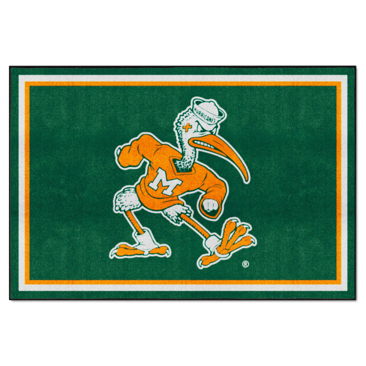 Miami Hurricanes 5ft. x 8 ft. Plush Area Rug, Sebastian the Ibis