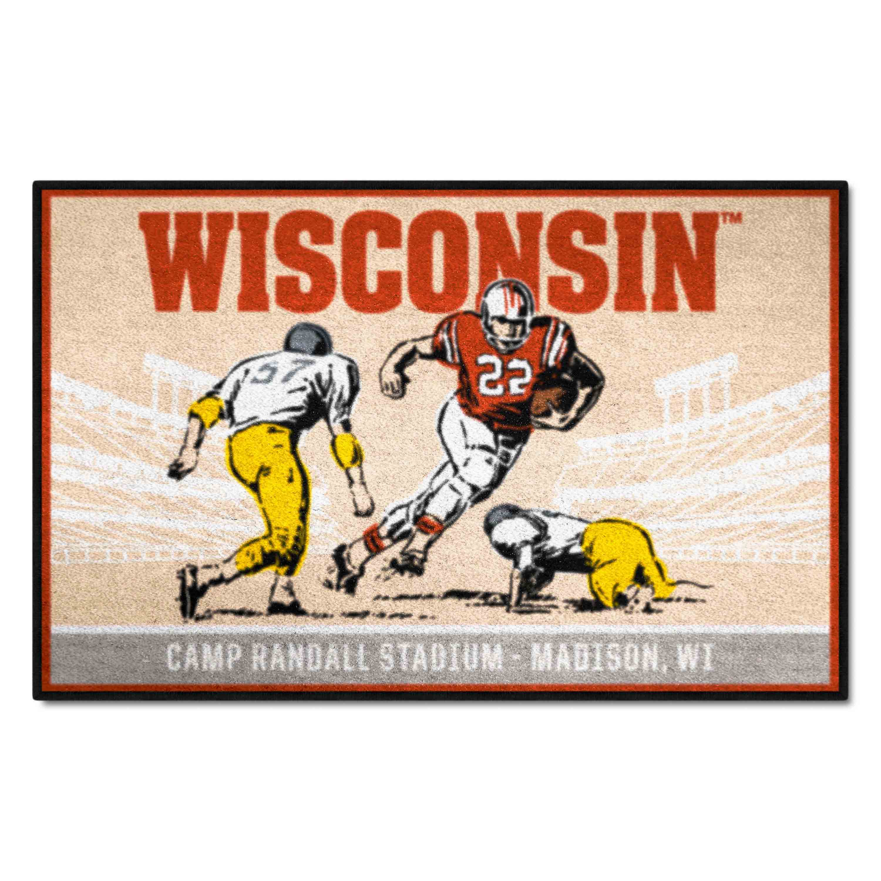 Wisconsin Badgers Starter Mat Accent Rug - 19in. x 30in. Ticket Stub Starter Mat