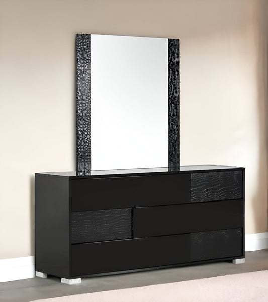 41" Black Mdf And Glass Mirror - Homeroots