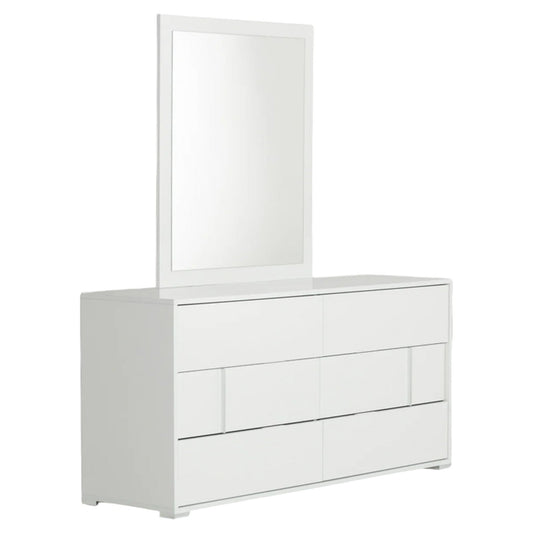 41" White Mdf And Glass Mirror