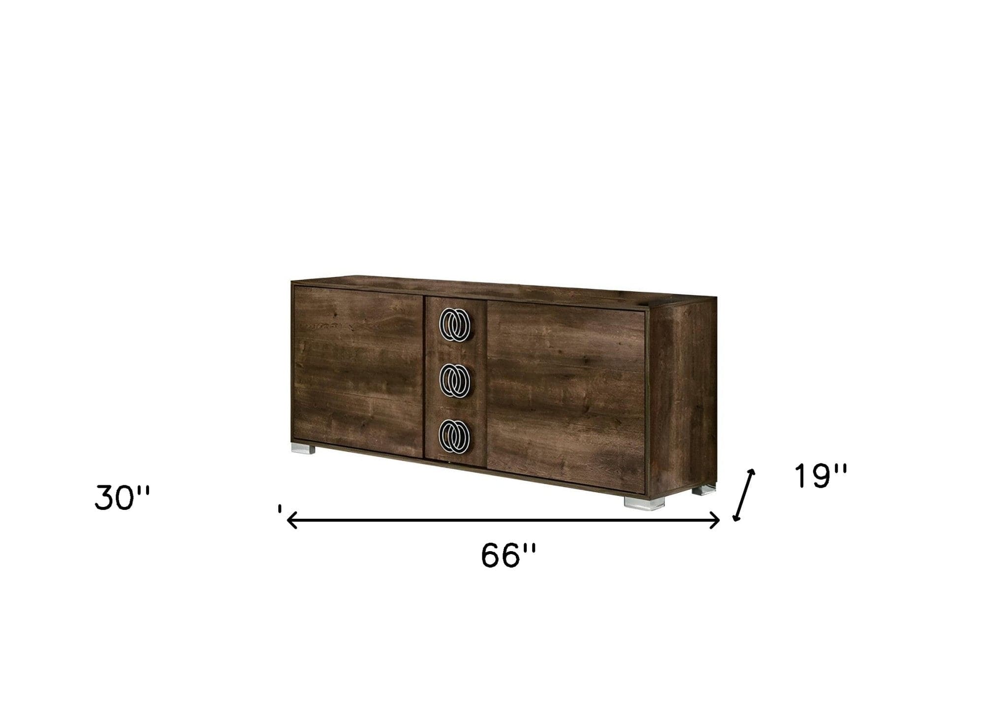 66" Brown Three Drawer Double Dresser - Homeroots