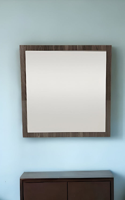 41" Grey Mdf  Veneer  And Glass Mirror