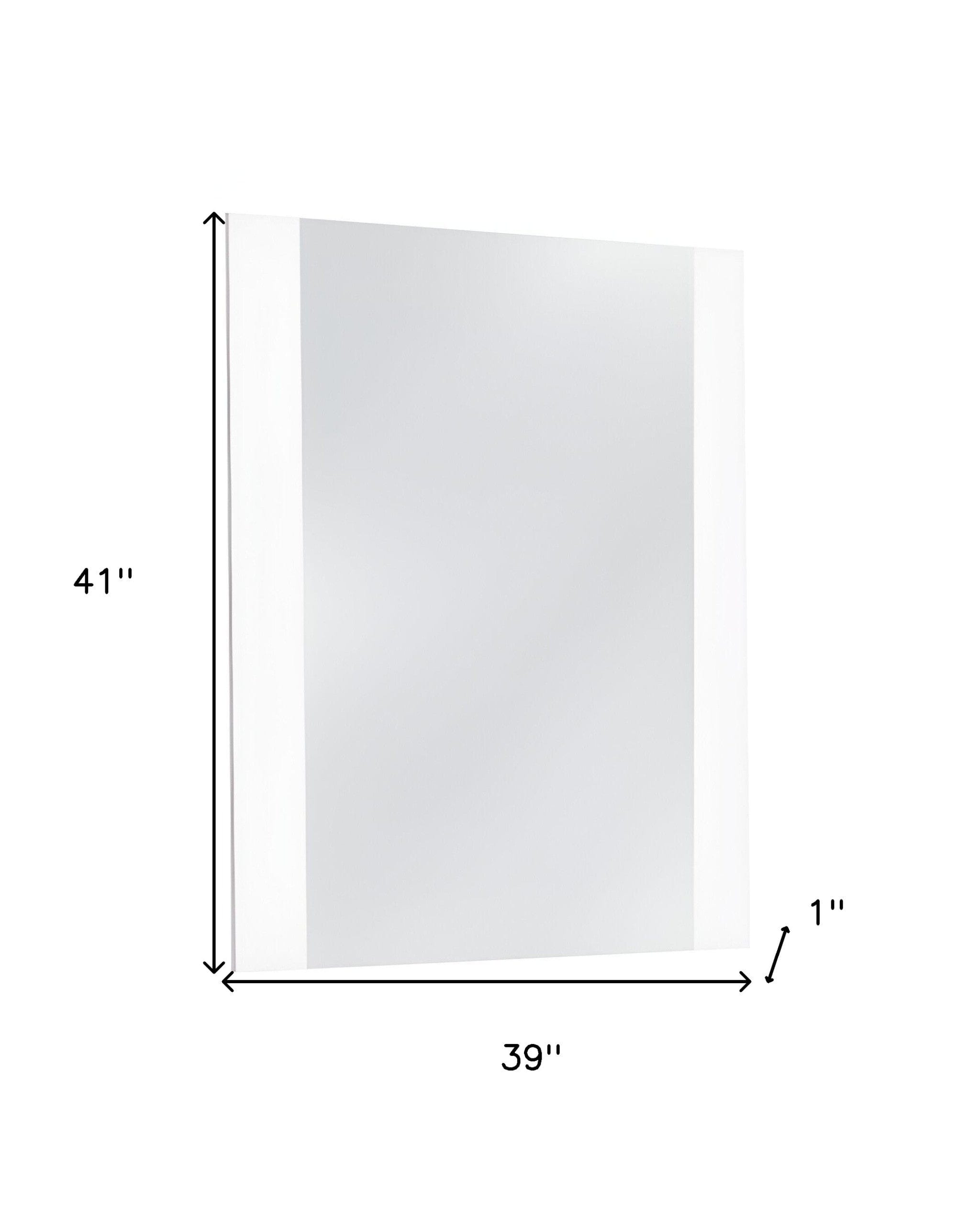 39" White Mdf  Steel  And Glass Mirror