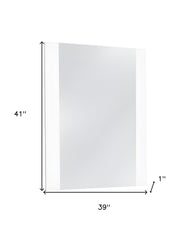 39" White Mdf  Steel  And Glass Mirror