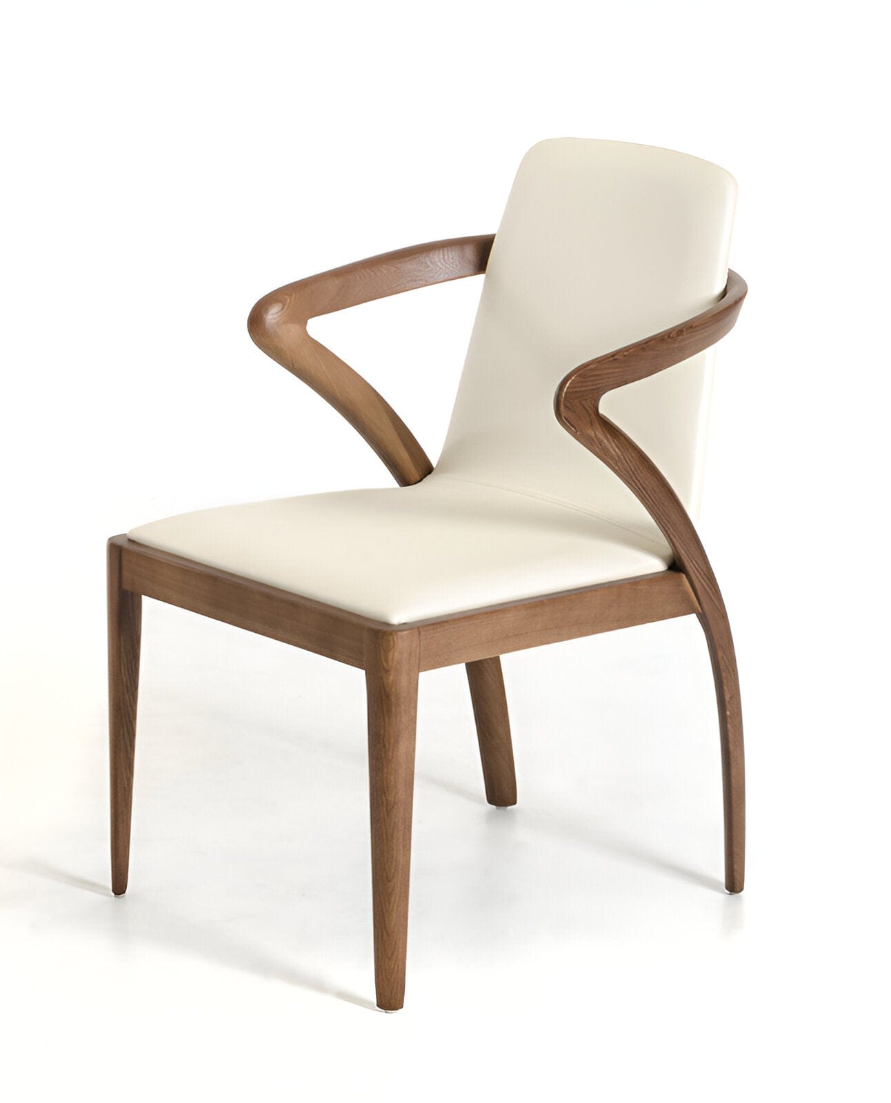 Cream And Brown Upholstered Faux Leather Dining Side Chair - Homeroots