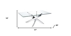 47" Clear And Silver Glass And Steel Coffee Table - Homeroots