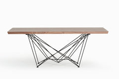 30" Walnut Veneer And Metal Dining Table