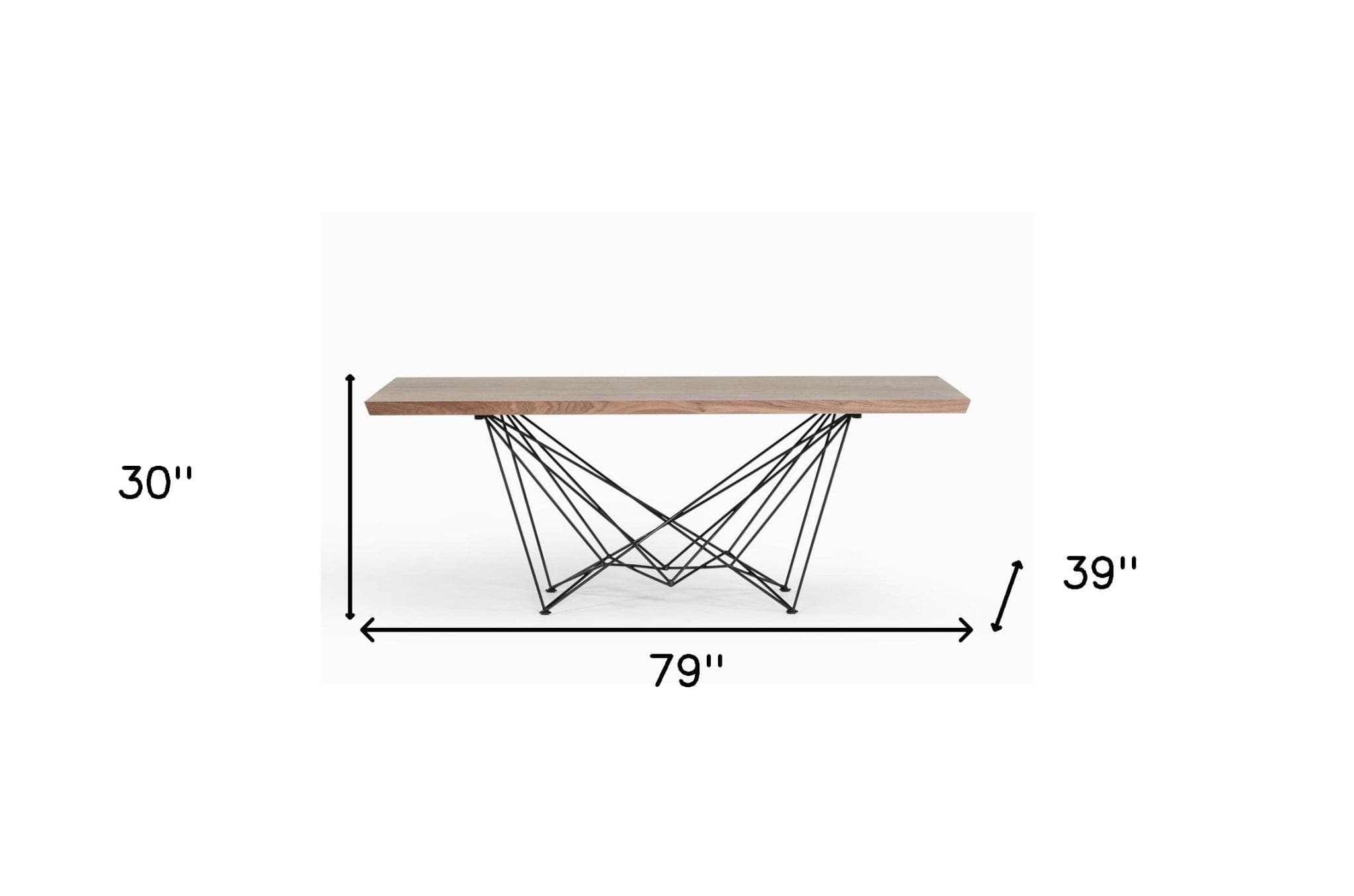 30" Walnut Veneer And Metal Dining Table - Homeroots