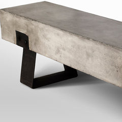 75" Gray and Black Metal and Concrete Indoor Outdoor Bench