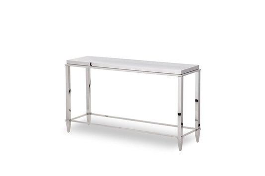 55" Silver Glass Frame Console Table - Homeroots