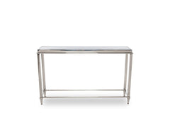 55" Silver Glass Frame Console Table - Homeroots