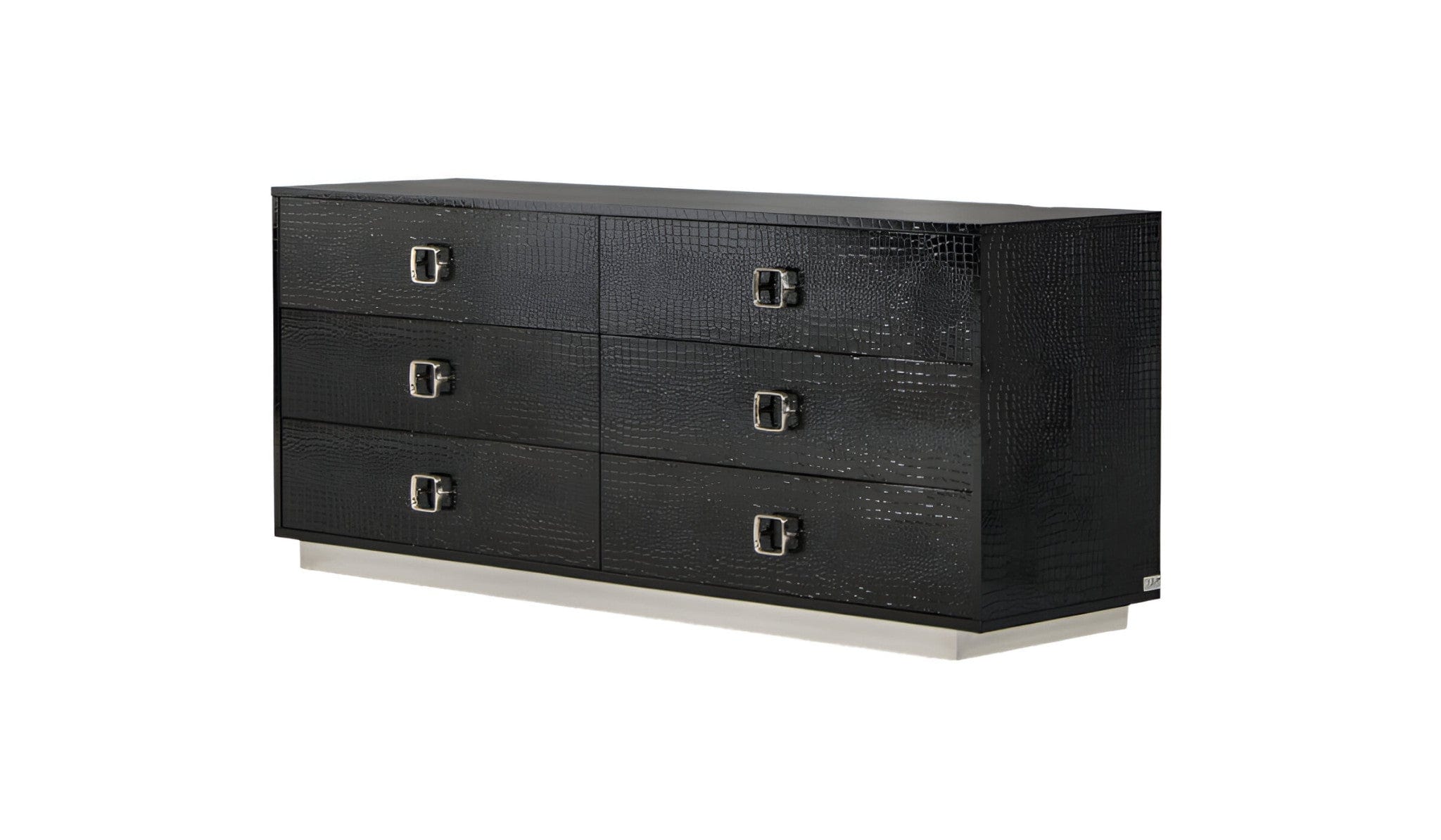 63" Black Six Drawer Double Dresser - Homeroots