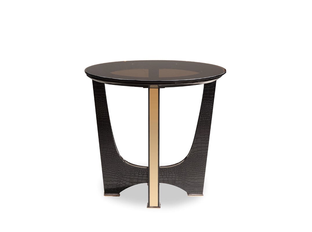 22" Black Glass Round End Table - Homeroots