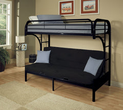 84" X 62" X 65" Twin Xl Over Queen Black Metal Tube Futon Bunk Bed - Homeroots