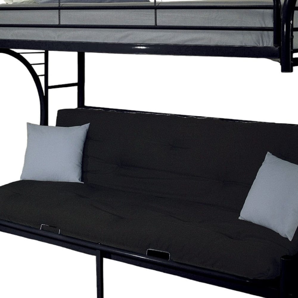 84" X 62" X 65" Twin Xl Over Queen Black Metal Tube Futon Bunk Bed - Homeroots