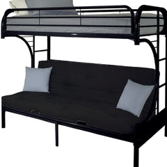 84" X 62" X 65" Twin Xl Over Queen Black Metal Tube Futon Bunk Bed - Homeroots