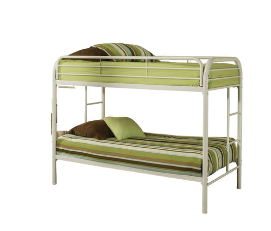 White Twin Contemporary Metal Bunk Bed