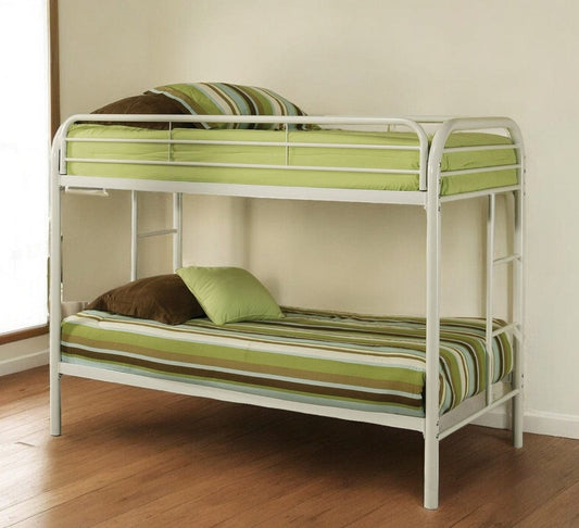 White Twin Contemporary Metal Bunk Bed