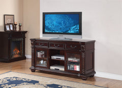 65" Dark Brown Wood Cabinet Enclosed Storage TV Stand - Homeroots