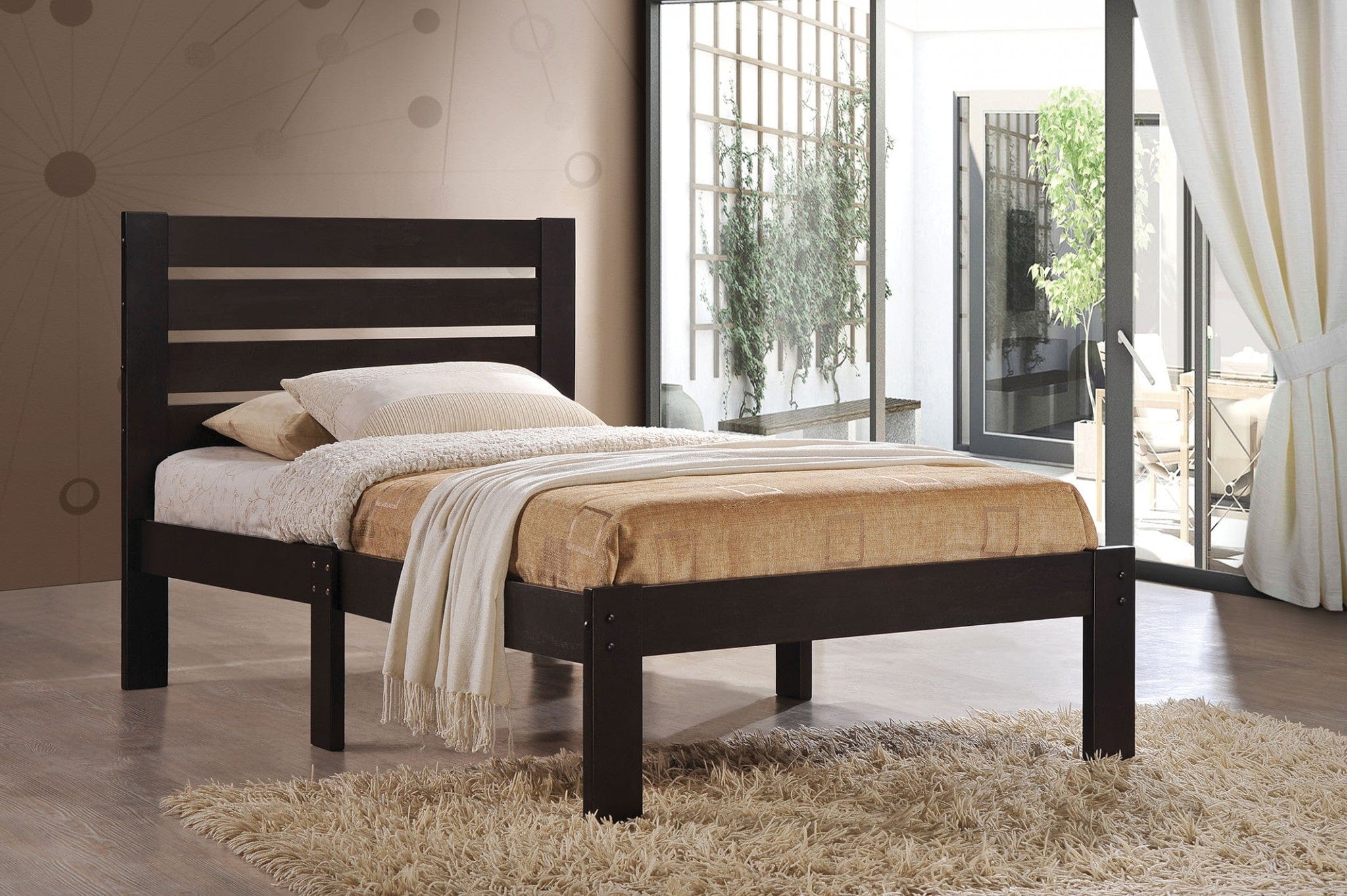 Espresso Solid Wood Full Tufted Bed - Homeroots