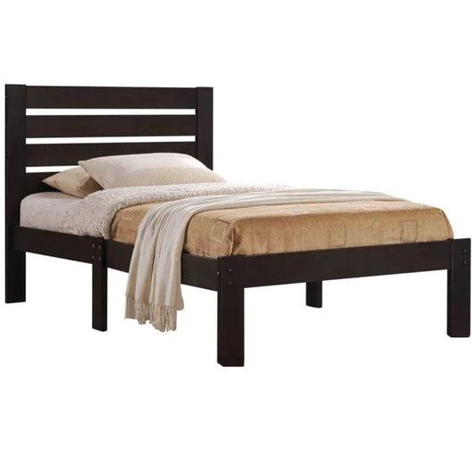 Espresso Solid Wood Full Tufted Bed - Homeroots