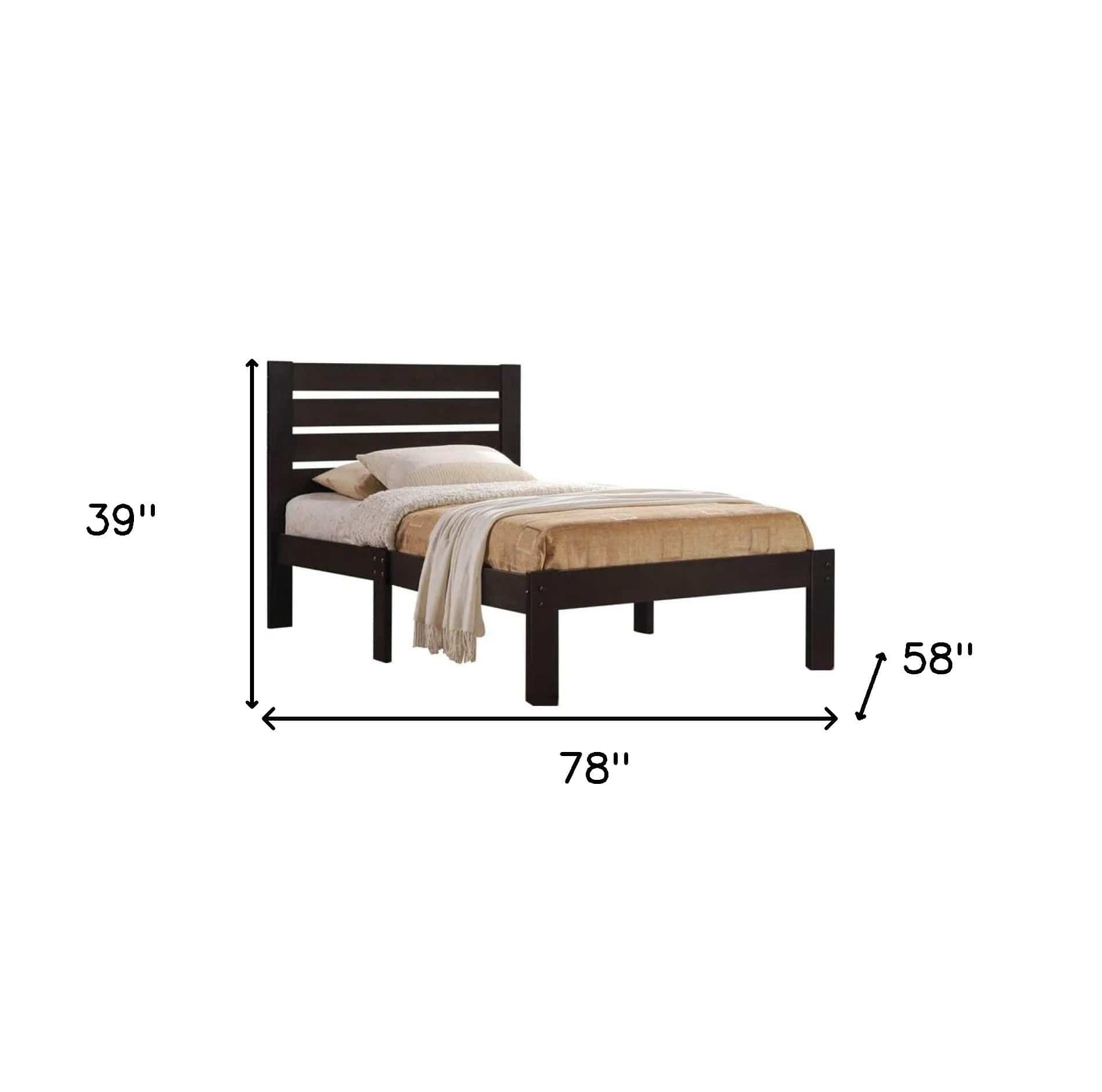 Espresso Solid Wood Full Tufted Bed - Homeroots