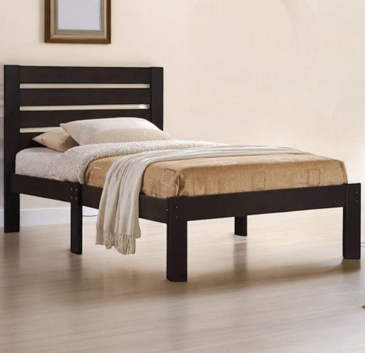 Espresso Solid Wood Full Tufted Bed - Homeroots