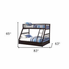 83" X 63" X 65" Espresso Pine Wood Twin Xl Over Queen Bunk Bed - Homeroots