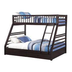 83" X 63" X 65" Espresso Pine Wood Twin Xl Over Queen Bunk Bed - Homeroots