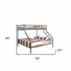 83" X 63" X 60" Gunmetal Twin Xl Over Queen Bunk Bed - Homeroots