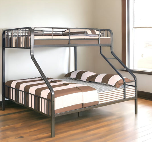 83" X 63" X 60" Gunmetal Twin Xl Over Queen Bunk Bed - Homeroots