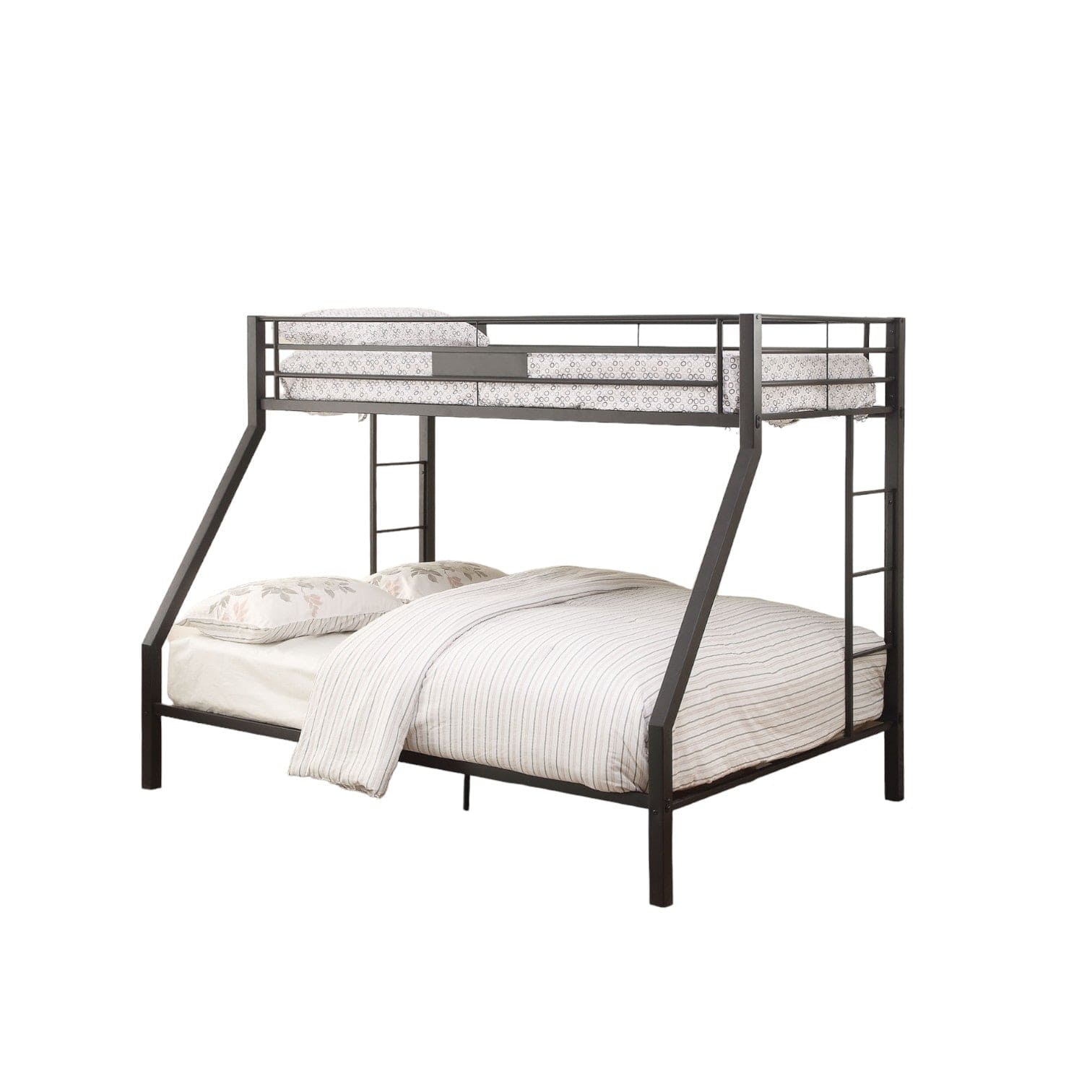 83" X 63" X 65" Sandy Black Metal Twin Xl Over Queen Bunk Bed - Homeroots