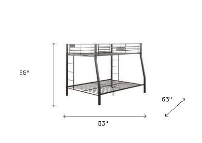 Black Metal Finish Twin Over Full Bunk With Side Ladders