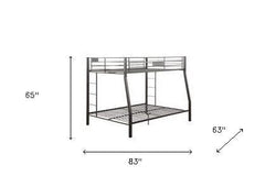 Black Metal Finish Twin Over Full Bunk With Side Ladders