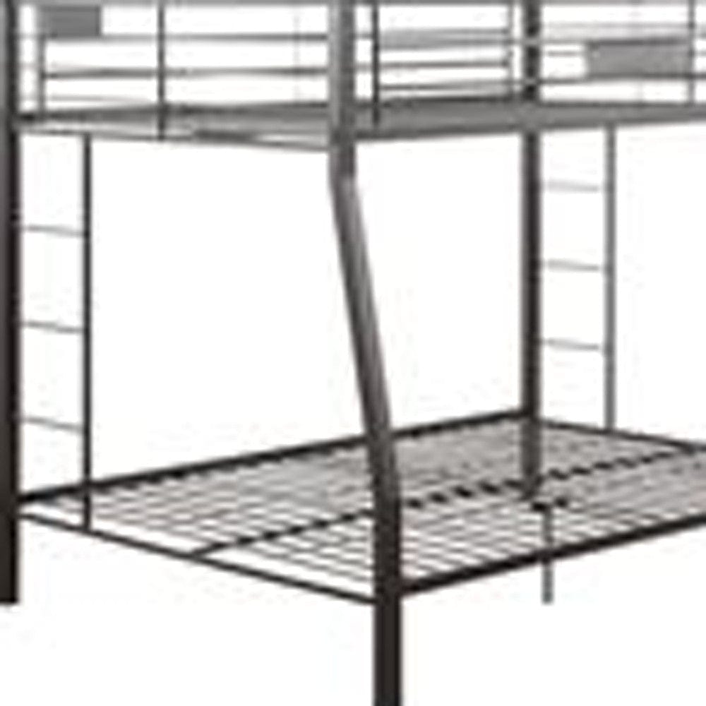 Black Metal Finish Twin Over Full Bunk With Side Ladders