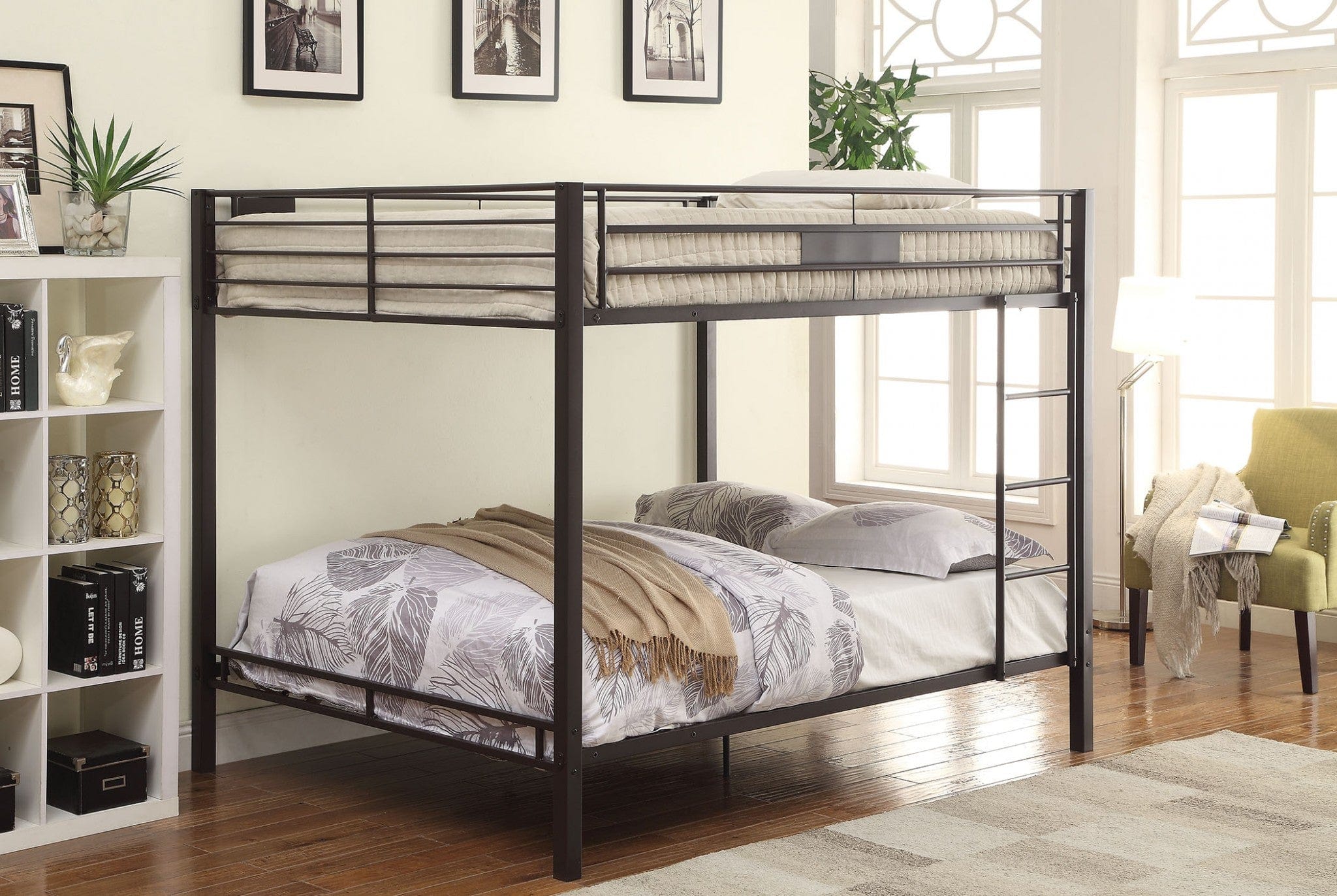 83" X 63" X 65" Sandy Black Metal Bunk Bed - Homeroots