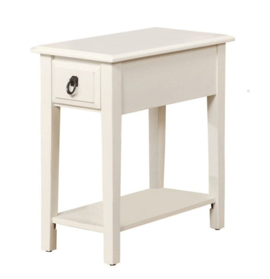 23" White Solid Wood End Table With Drawer And Shelf - Homeroots