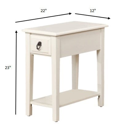 23" White Solid Wood End Table With Drawer And Shelf - Homeroots