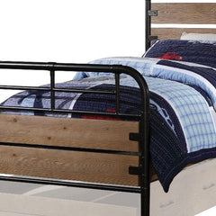 Brown and Black Solid Wood Twin Bed Frame - Homeroots